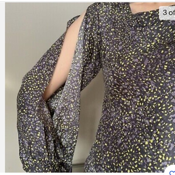 Elizabeth and James Silk Floral Off Shoulder Slit Mini Dress with pockets Size 4 - Picture 6 of 13